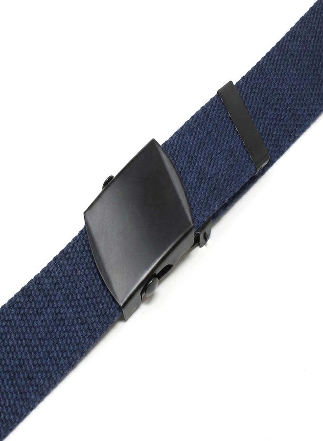 BC Belts حزام قماشي من بي سي بيلتس، تصميم عسكري، بإبزيم وطرف أسودين، طوله 56 بوصة، متوفر بألوان متعددة (أزرق داكن). - Image 5